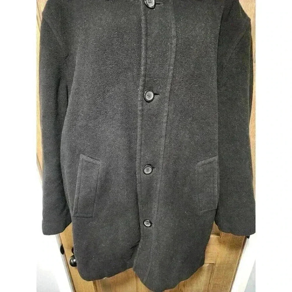 Ralph Lauren Cashmere Wool Overcoat Mens Black 42R Button Sport Trench Long Coat - Picture 2 of 8